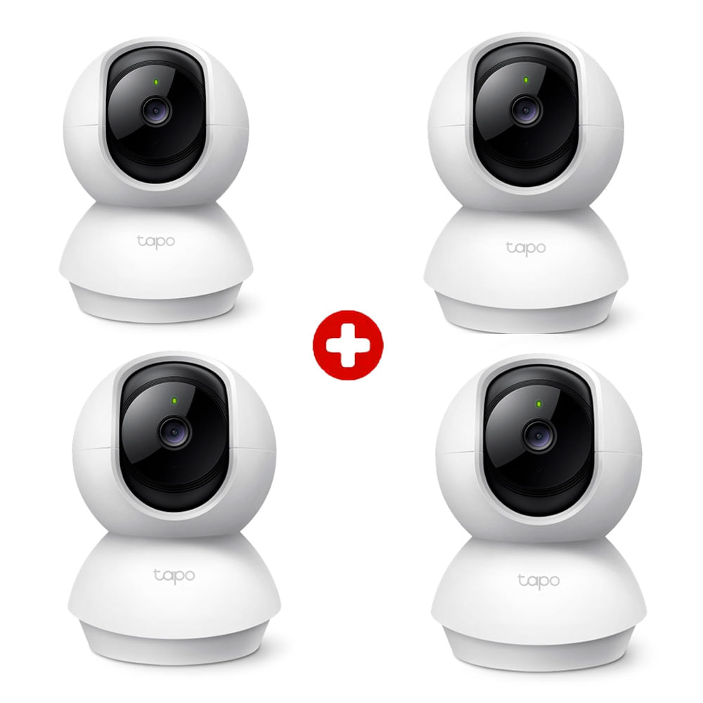 Combo: 4 cámaras de seguridad Tapo C200C Full HD 1080p con visión 360°, detección inteligente y audio bidireccional, blanco