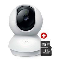 Cámara de seguridad Tapo C200C Full HD 1080p con visión 360°, detección inteligente y microSD 64GB para interiores, blanco
