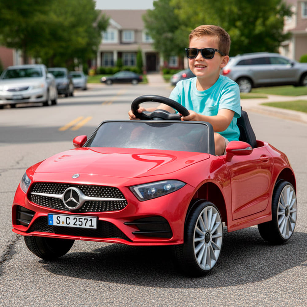 Imagen 2 del producto Carro eléctrico infantil Mercedes Benz CL350 12V con control remoto, luces, música y puertas abatibles, rojo