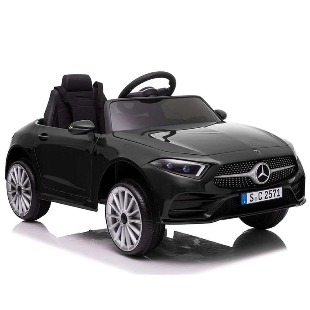 Carro eléctrico infantil Mercedes Benz CL350 12V con control remoto, luces, música y cinturón de seguridad, negro