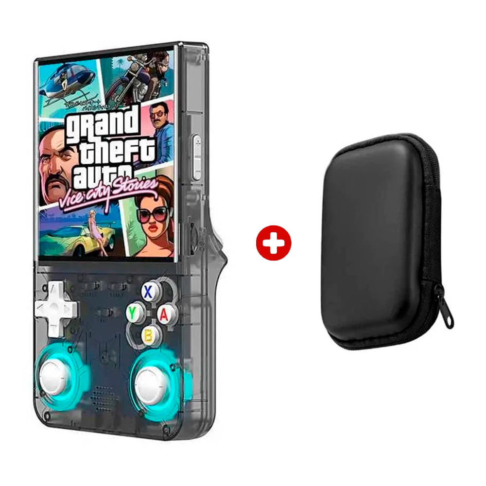 Consola de videojuegos portátil retro R36 Ultra HD, negro + funda