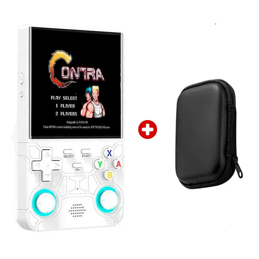 Consola de videojuegos portátil retro R36 Ultra HD, blanco + funda