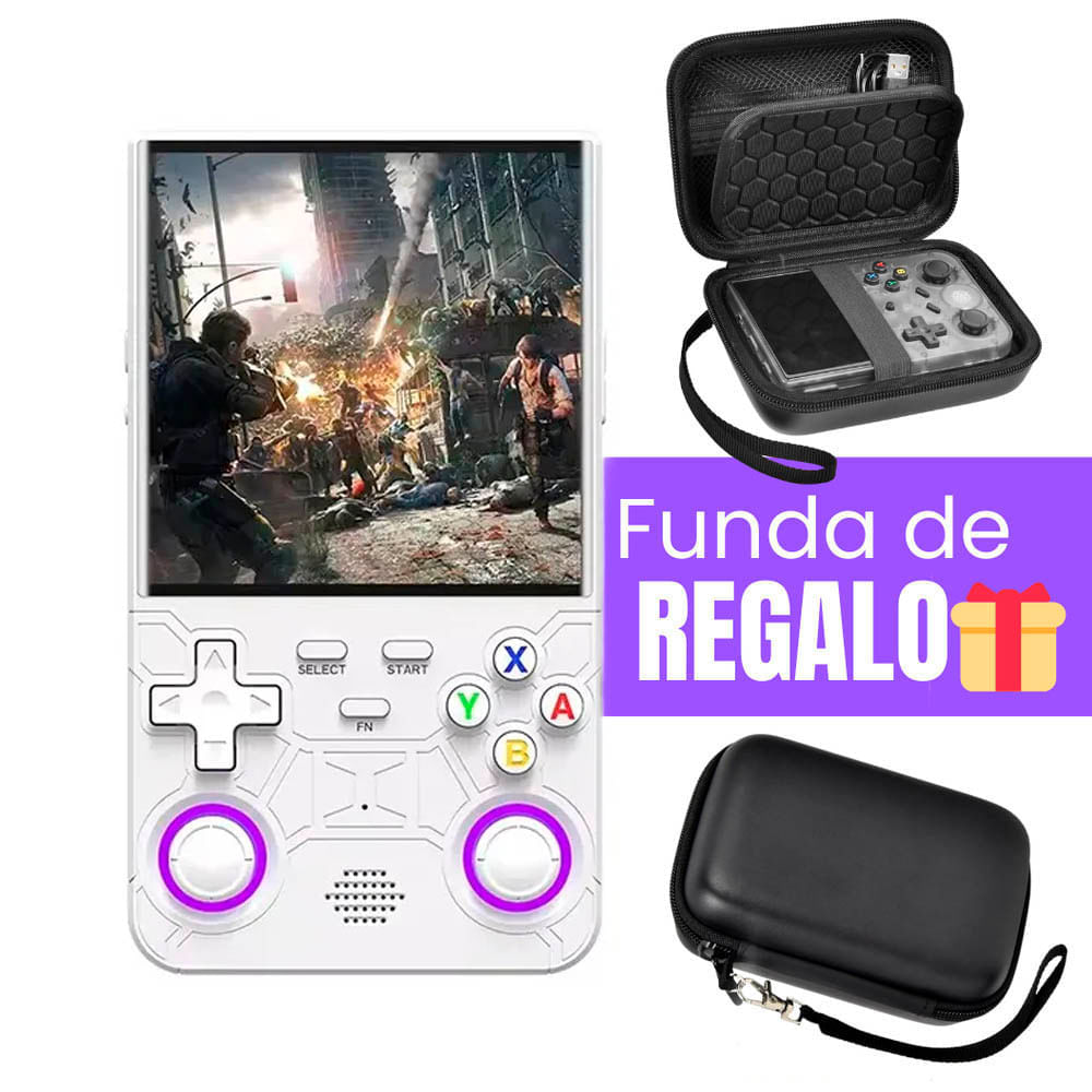 Imagen 2 del producto Consola de videojuegos portátil retro R36 Ultra HD, blanco + funda