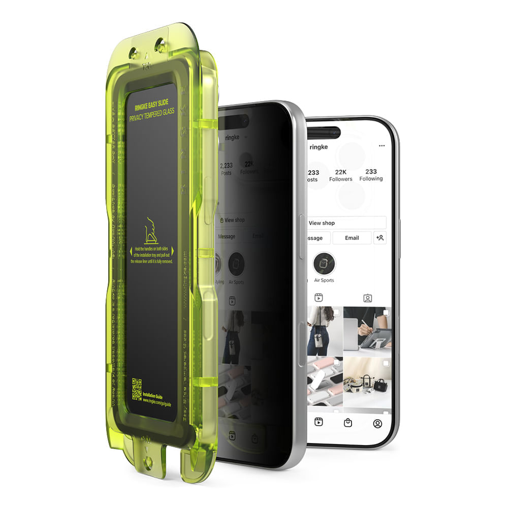 Protector de pantalla clear Ringke para iPhone 17 Pro Max easy slide, privacy tempered glass, con instalador 2 unidades, vidrio