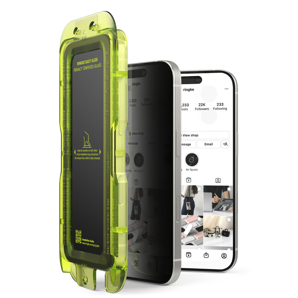 Protector de pantalla clear Ringke para iPhone 17, easy slide, privacy tempered glass, con instalador 2 unidades, vidrio
