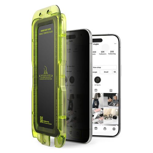 Protector de pantalla clear Ringke para iPhone 17 Air easy slide privacy tempered glass con instalador 2 unidades, vidrio