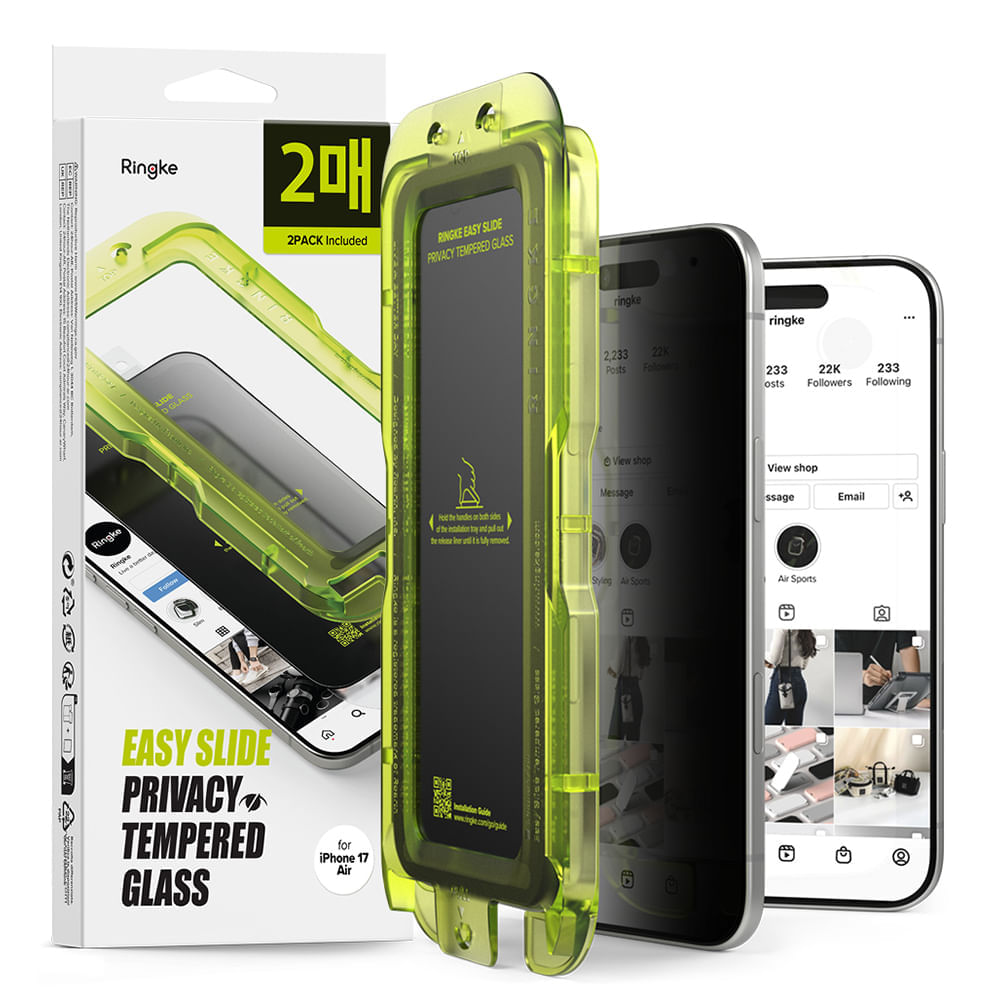 Imagen 2 del producto Protector de pantalla clear Ringke para iPhone Air easy slide privacy tempered glass con instalador 2 unidades, vidrio