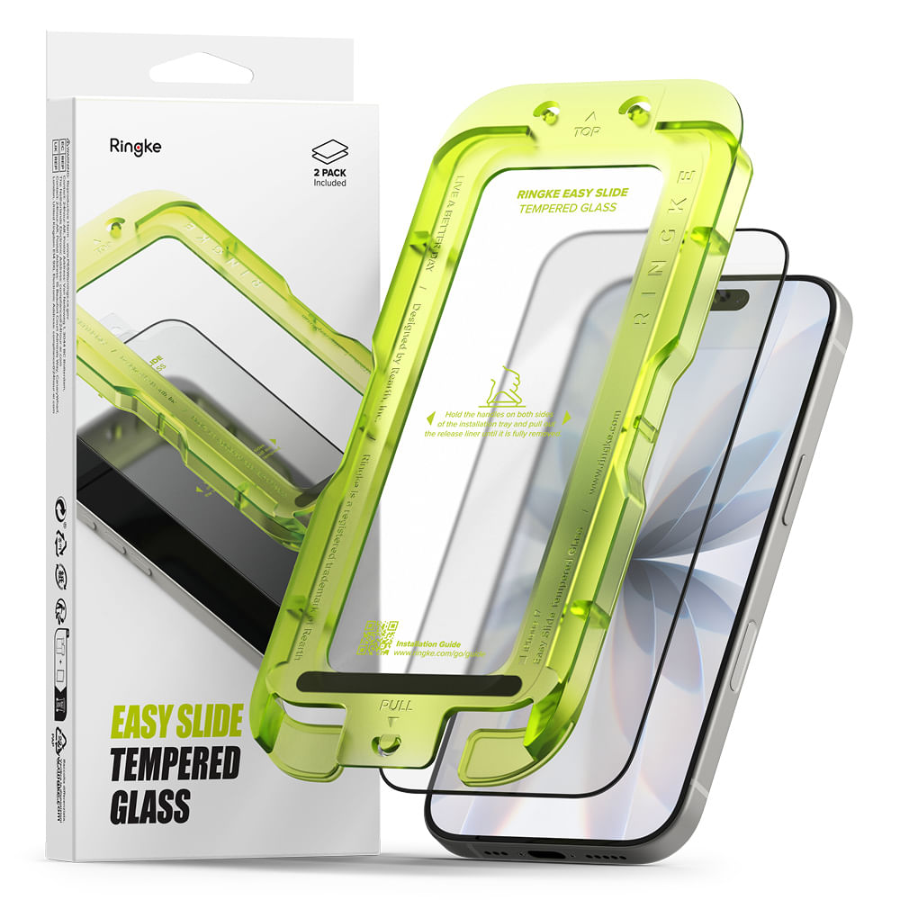 Imagen 2 del producto Protector de pantalla clear Ringke para iPhone 17 easy slide, tempered glass, con instalador, 2 unidades, vidrio