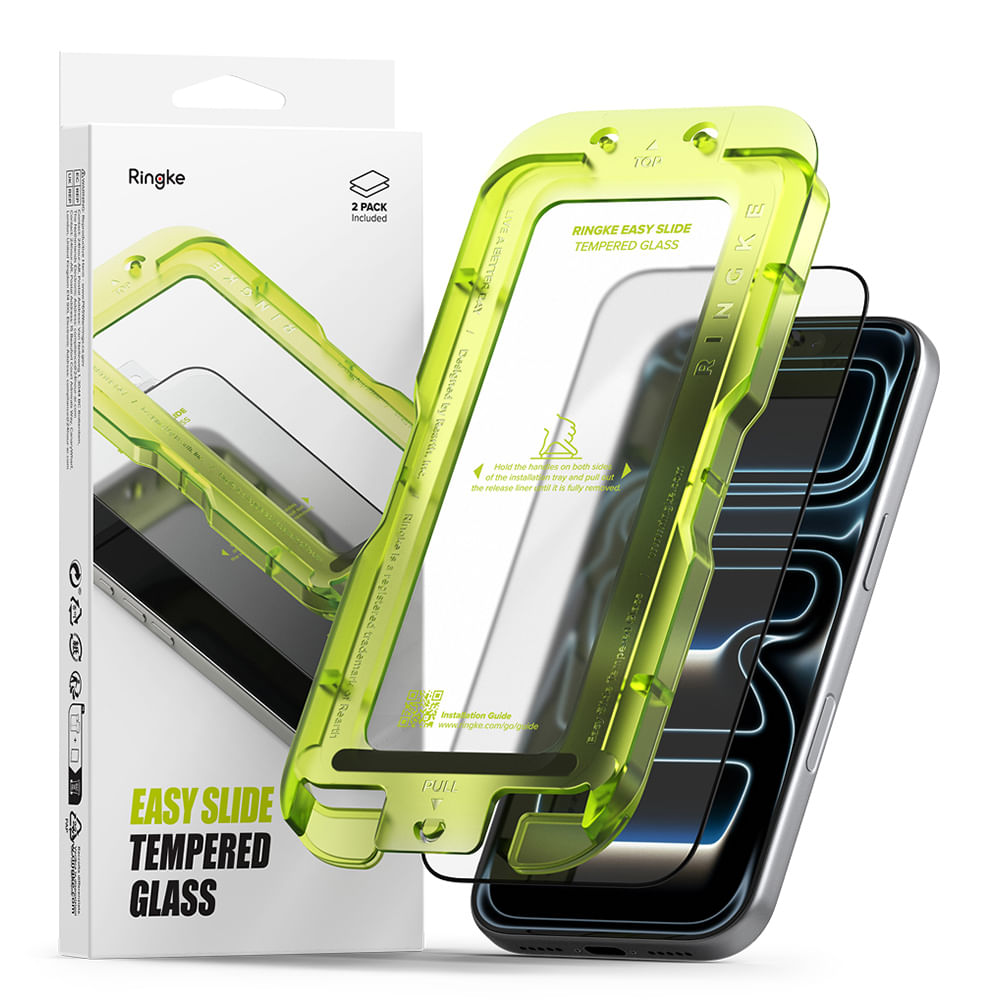 Imagen 2 del producto Protector de pantalla clear Ringke para iPhone 17 Pro, easy slide, tempered glass, con instalador 2 unidades, vidrio