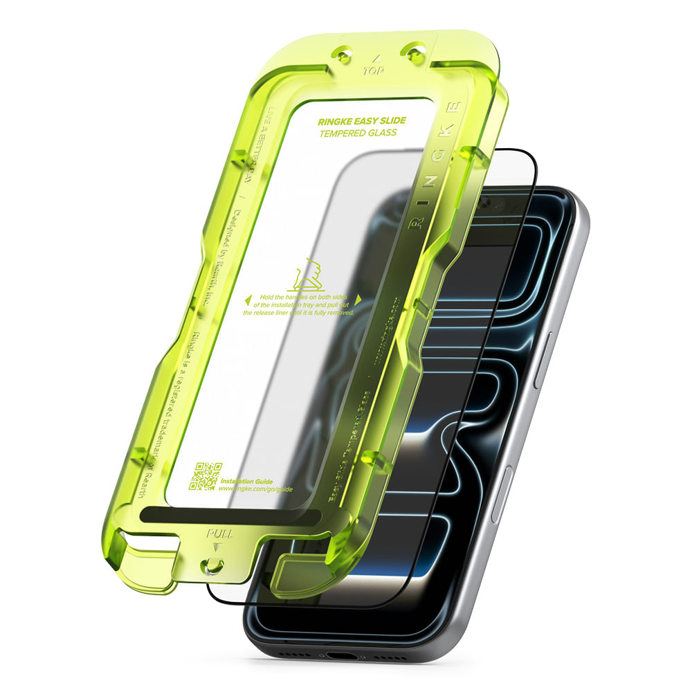 Protector de pantalla clear Ringke para iPhone 17 Pro Max, easy slide, tempered glass, con instalador, 2 unidades, vidrio