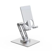 Soporte de aluminio premium para teléfono y tablet 8"", rotación 360°, base antideslizante y altura regulable, gris