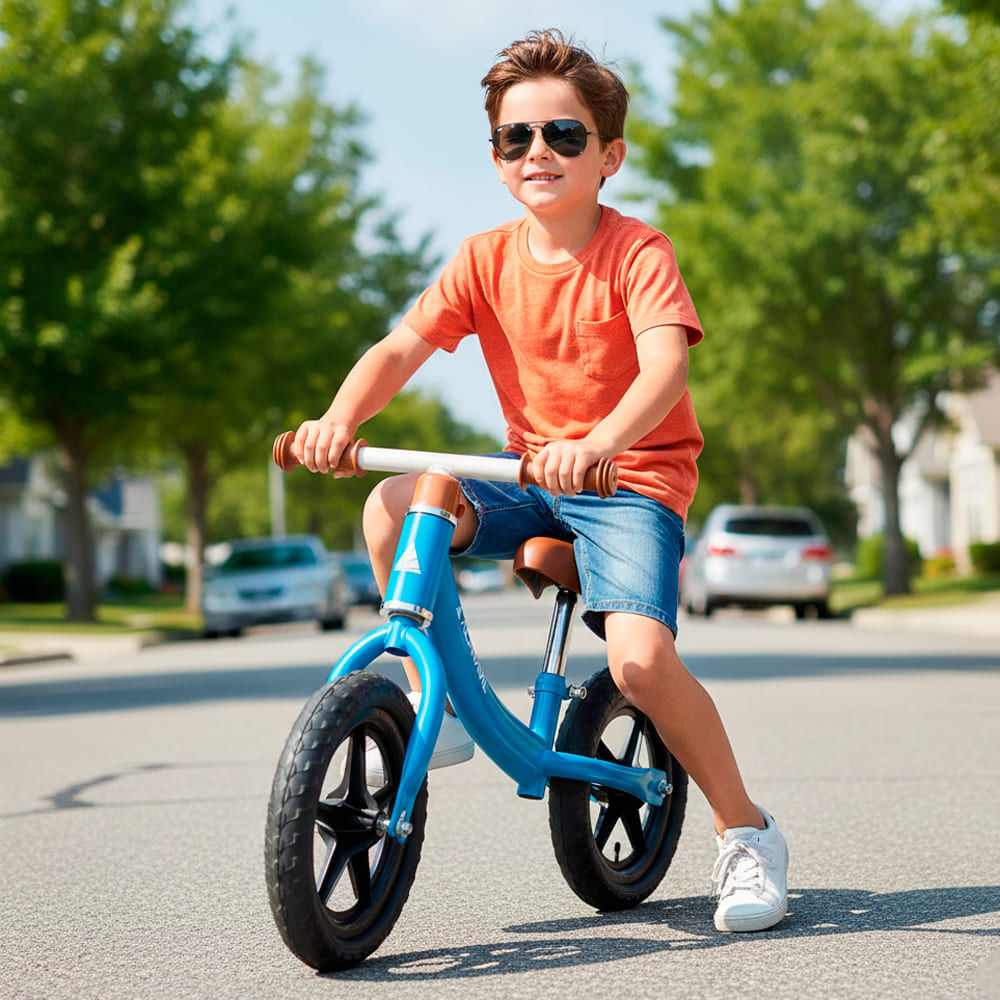 Imagen 2 del producto Bicicleta de balance Alphavil Glowy, ligera y resistente, ruedas EVA 12"", asiento ajustable, ideal 1 a 3 años, azul