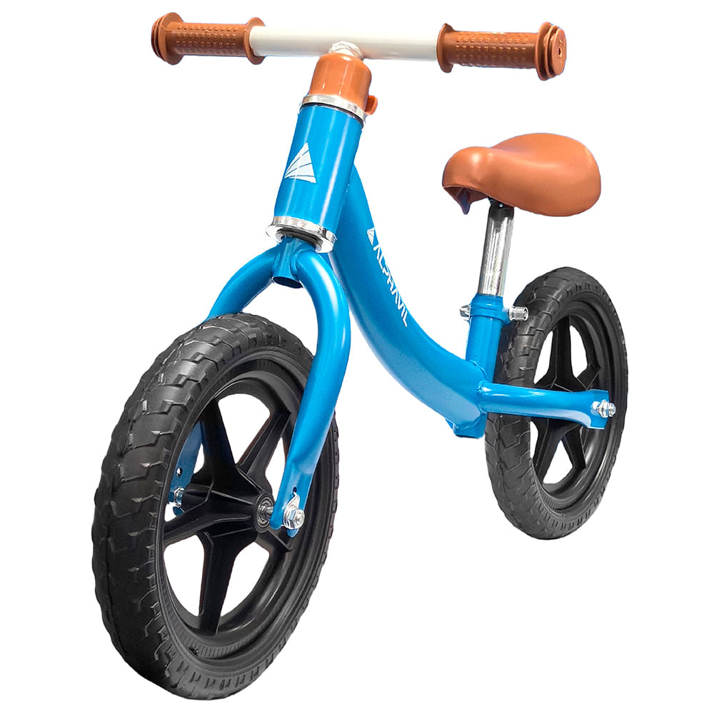 Bicicleta de balance Alphavil Glowy, ligera y resistente, ruedas EVA 12", asiento ajustable, ideal 1 a 3 años, azul