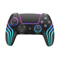 Mando RGB inalámbrico SEISA SJ4013B para PS4, PS3 y PC, batería 1000mAh, panel táctil, bluetooth, vibración dual