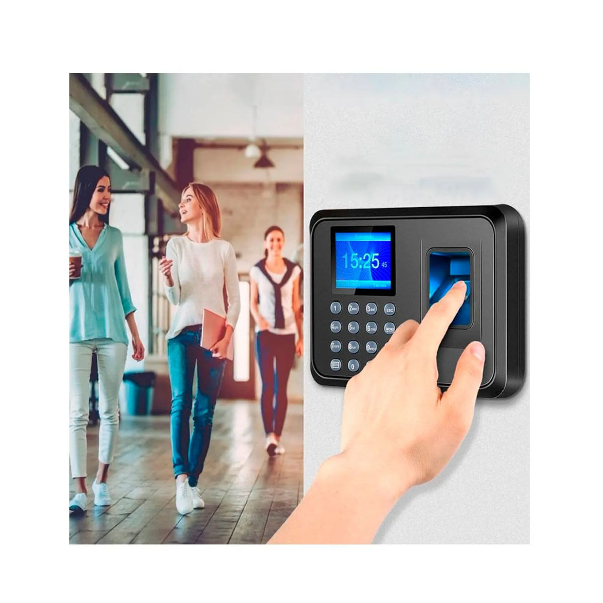 Imagen 2 del producto Control biométrico de asistencia Seisa con lector de huella digital, pantalla LCD y exportación USB para control de personal