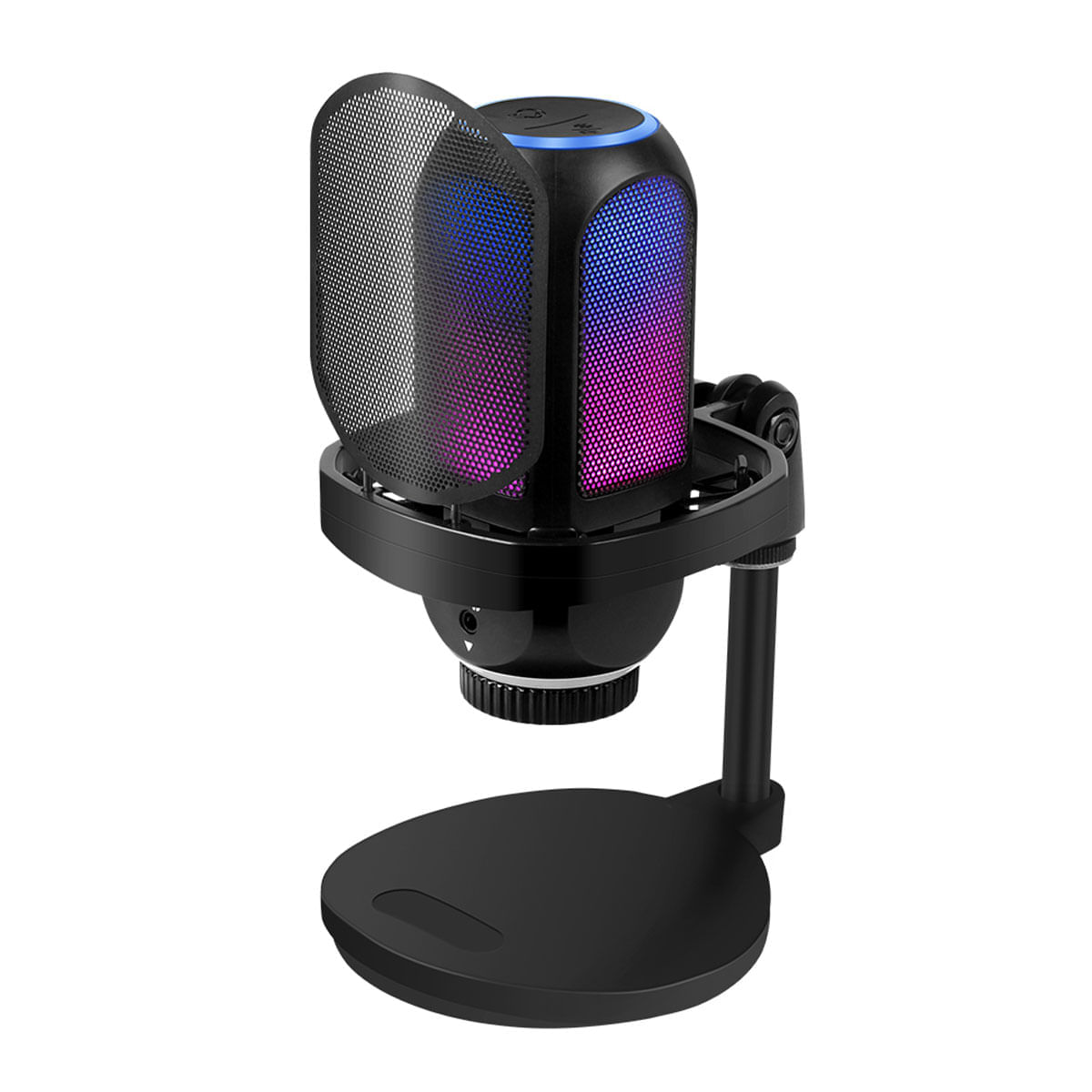 Imagen 1 del producto Micrófono profesional USB RGB de condensador, omnidireccional, 192kHz/24bit, ideal para streaming, grabación y videollamadas