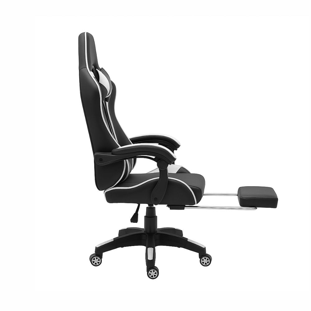 Imagen 2 del producto Silla gamer ergonómica Cosmos Xion con cojín lumbar y cervical, reclinación 135° y reposapiés extensible, blanco