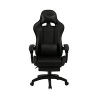 Silla gamer Victory Xion ergonómica, cojín lumbar y cervical, reposapiés extensible, reclinación 135°, cuero PU, negro