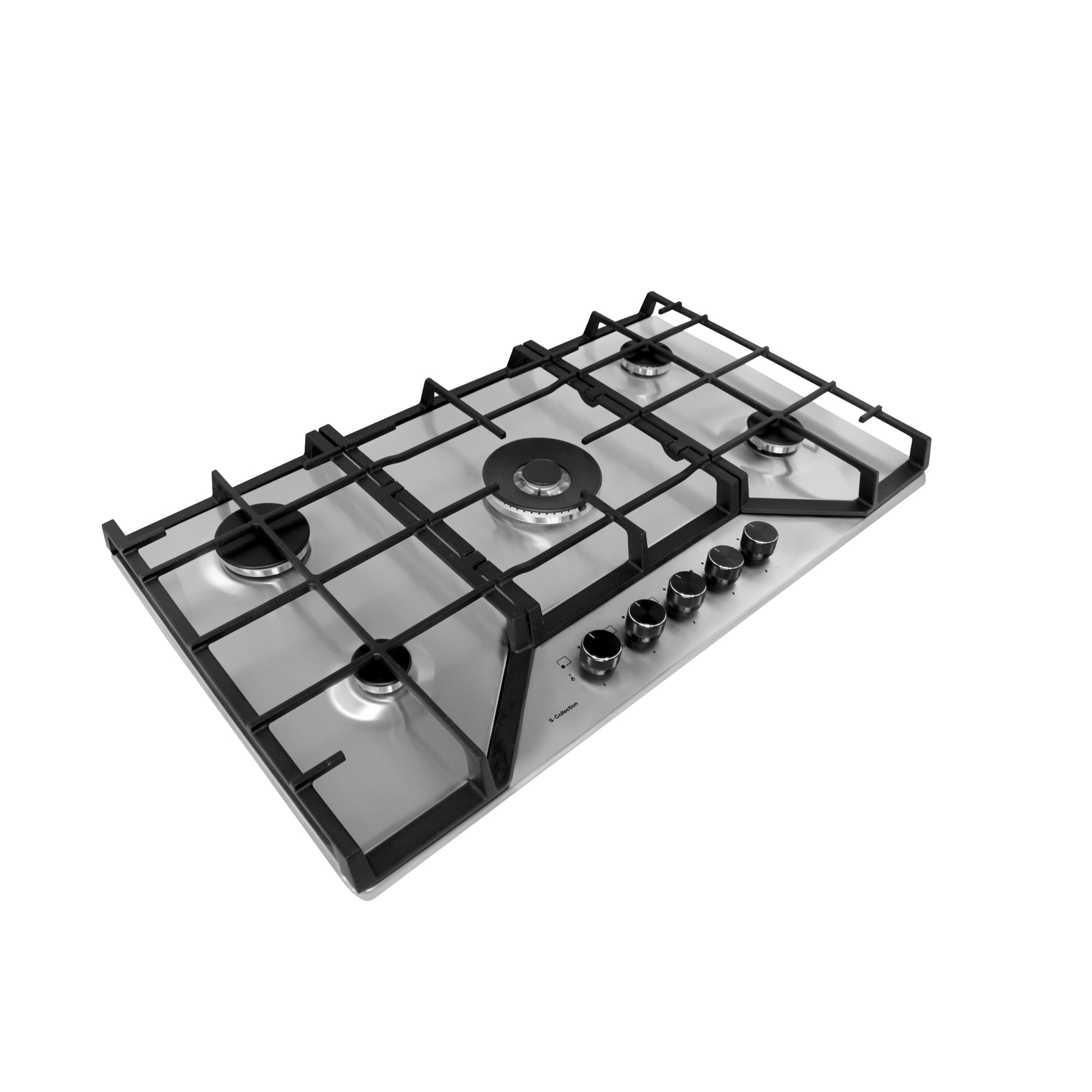 Imagen 1 del producto Encimera a gas S-Collection 86 cm, 5 quemadores italianos SABAF, parrillas hierro fundido, ignición automática, negro