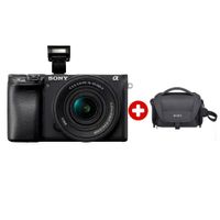 Cámara Sony Alpha a6400 APS-C Mirrorless 24.2MP con lente 16-50mm, video 4K, enfoque rápido, + maletín LCS-U21