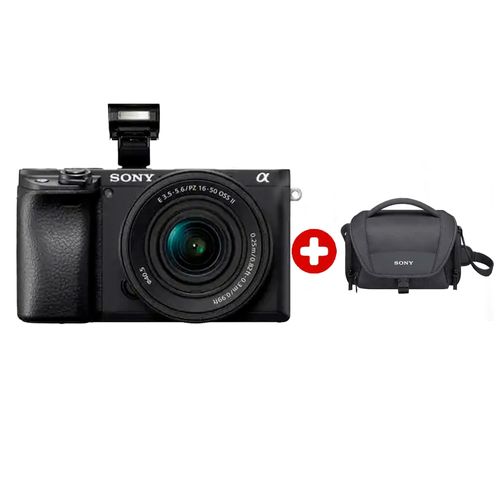 Cámara Sony Alpha a6400 APS-C Mirrorless 24.2MP con lente 16-50mm, video 4K, enfoque rápido, + maletín LCS-U21