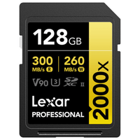 Memoria SDXC Lexar Professional 128GB UHS-II 2000x, lectura 300MB/s, escritura 260MB/s, clase V90