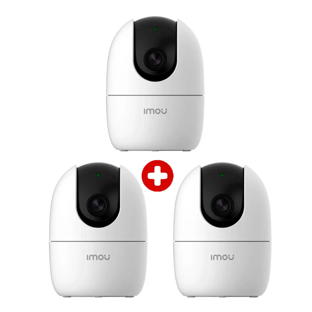 Imagen 1 del producto Kit de 3 cámaras de seguridad Wi-Fi IMOU Ranger 2 3MP, visión 360°, detección humana y audio bidireccional, interior, blanco