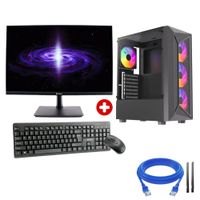 Computadora PC Intel Core i7-13600 13ª Gen, 16GB RAM DDR4, SSD 512GB, HDD externo 1TB, monitor LED 24"" FHD, Wi-Fi dual, cable de red 20m, negro