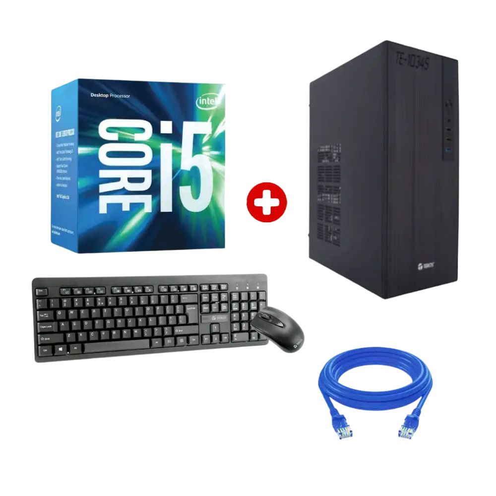 Computadora PC Intel Core i5 6400 / 7400, 16GB RAM DDR4, SSD 256GB, HDD externo 1TB, gráficos UHD 530, Windows 11 Pro, teclado español, negro