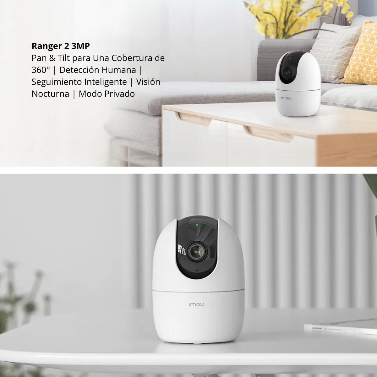Imagen 2 del producto Kit de cámaras de seguridad IMOU Domo Ranger 2 cámaras + 2 Micro SD 128GB, 360°, interior, blanco
