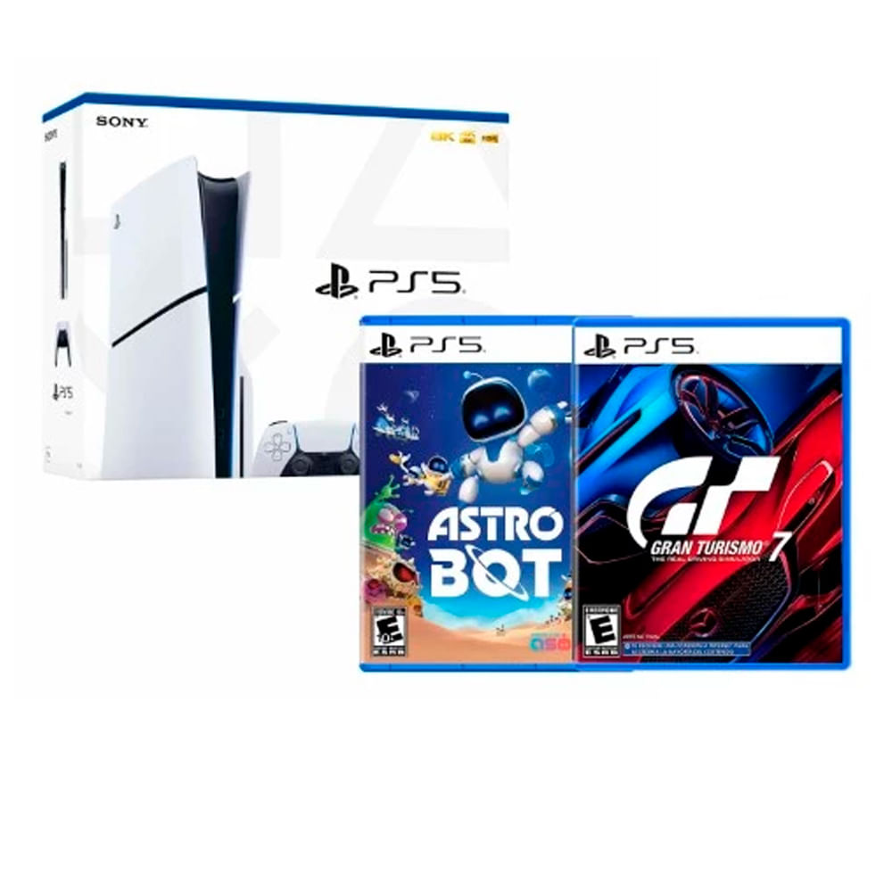 Consola Playstation 5 Slim con lector de discos + Astro Bot + Gran turismo 7