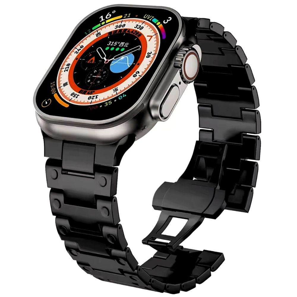 Correa de acero inoxidable URVOI Double Point, para Apple Watch, adaptable, negro