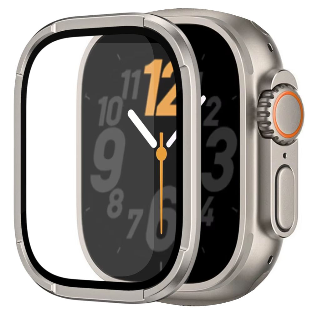 Imagen 1 del producto Protector de pantalla metal y vidrio templado para Apple Watch 49mm, military titanio