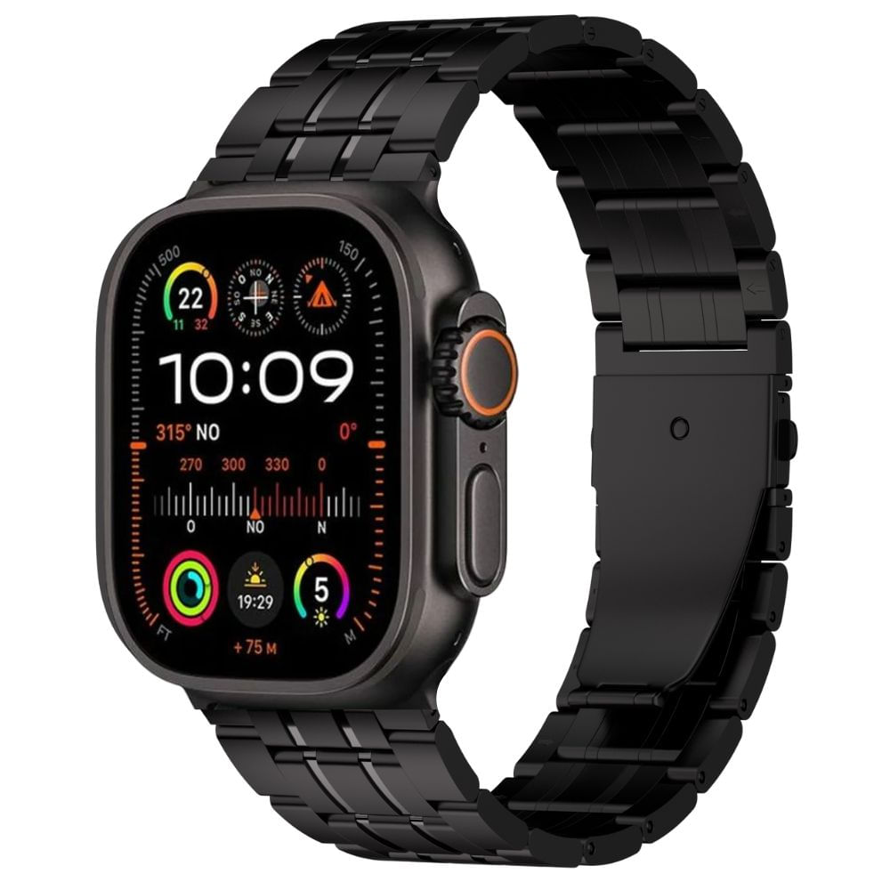 Correa titanio Urvoi Keepwin mate para Apple Watch Ultra/Ultra 2, 49mm/46mm, negra, cierre desplegable