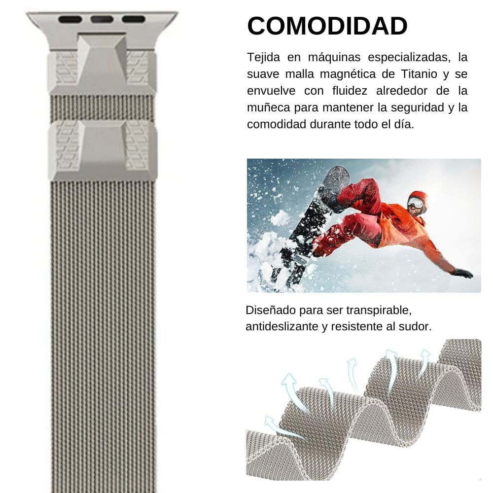 Imagen 2 del producto Correa de titanio para Apple Watch Milanese Loop Ultra magnético