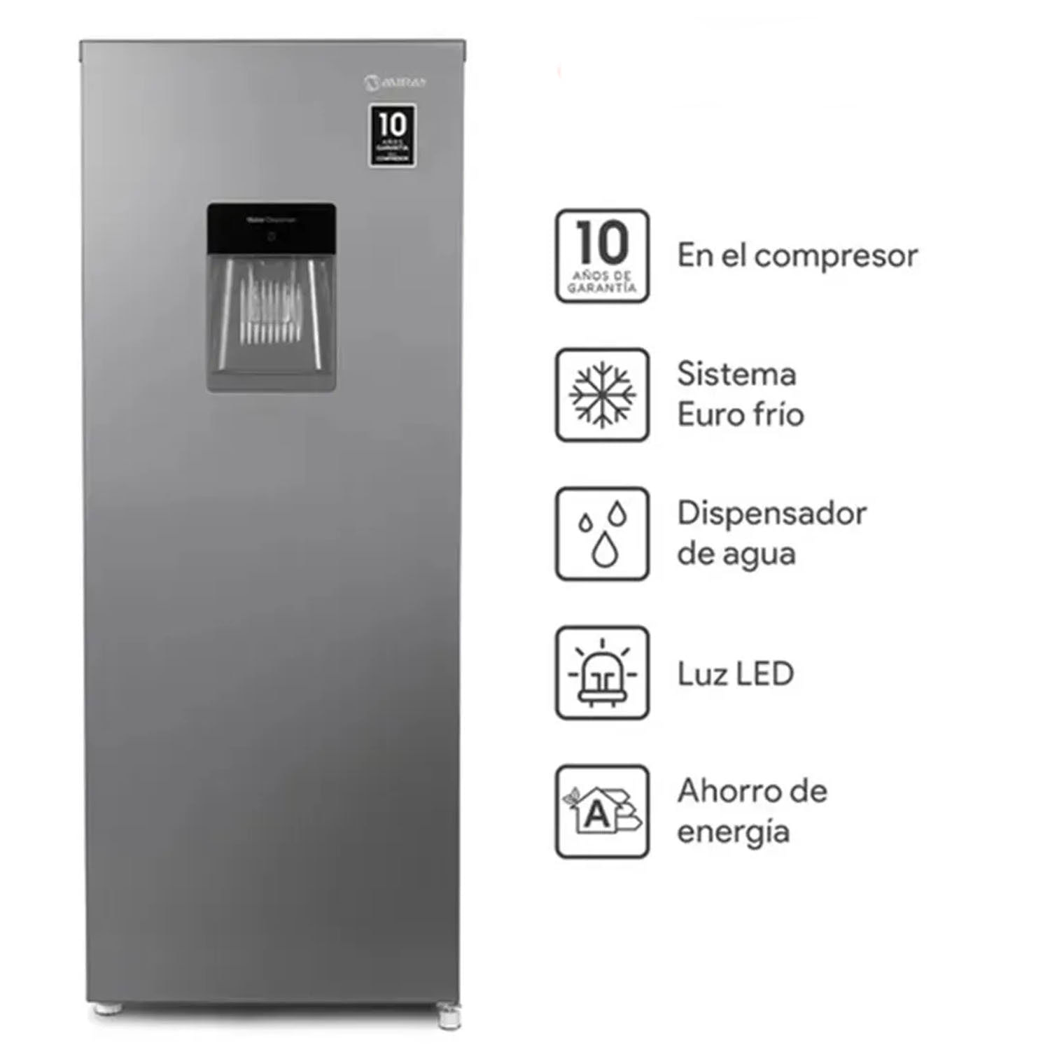 Imagen 2 del producto Refrigeradora Miray RM-184H Euro Frío 172L con dispensador de agua, iluminación LED, control de temperatura regulable
