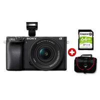 Cámara Sony Alpha a6400 Mirrorless 24.2MP + lente 16-50mm II + kit Básico con memoria 64GB y estuche premium