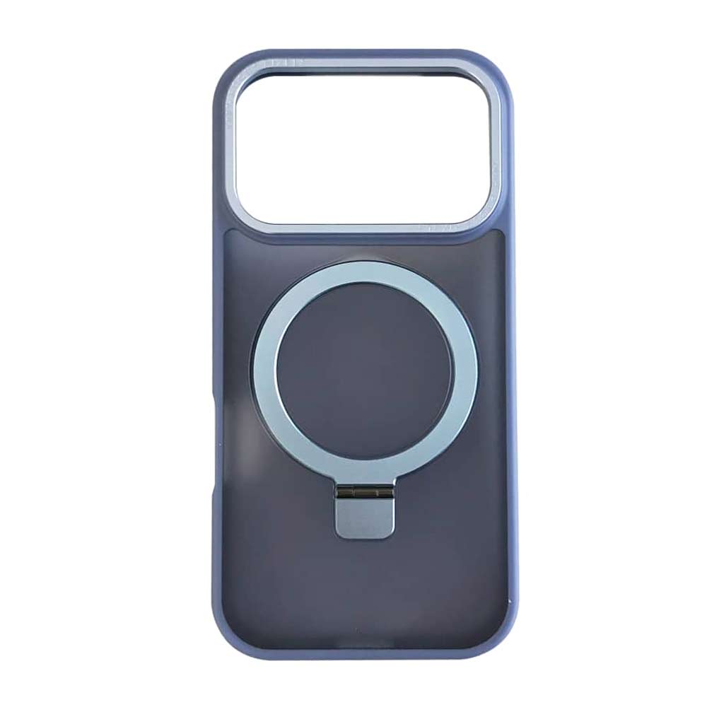 Case iBox para iPhone 17 Pro metal matte, con magsafe para carga inalámbrica con soporte, mate traslúcido azul