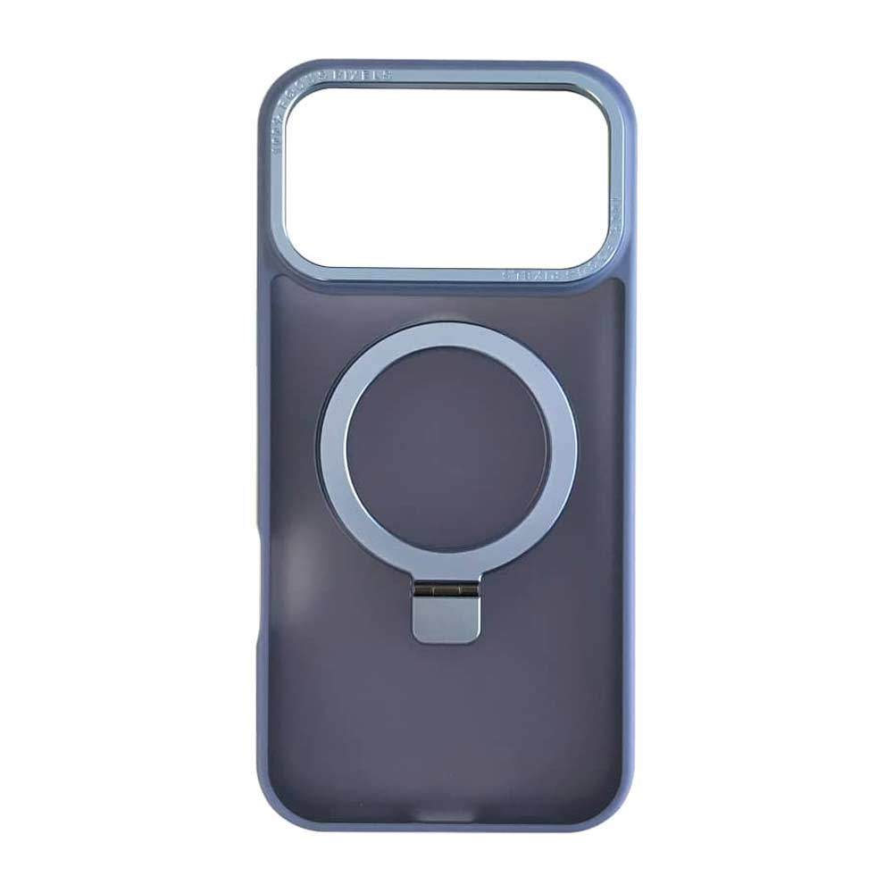 Case iBox para iPhone 17 Pro Max metal matte, con magsafe para carga inalámbrica con soporte, mate traslúcido azul