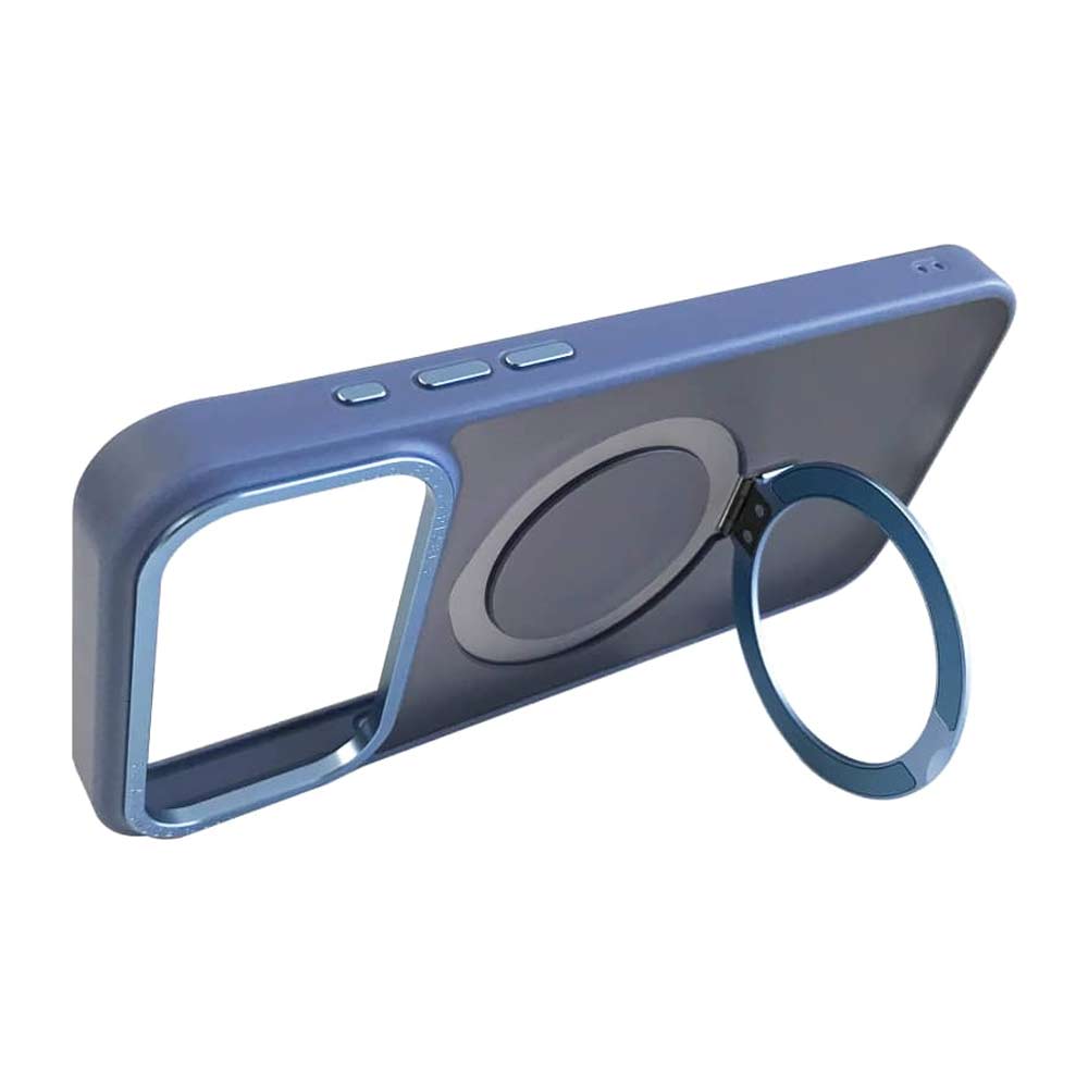 Imagen 2 del producto Case iBox para iPhone 17 Pro Max metal matte, con magsafe para carga inalámbrica con soporte, mate traslúcido azul