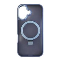 Case iBox para iPhone 17 metal matte, con magsafe para carga inalámbrica con soporte, mate traslúcido azul