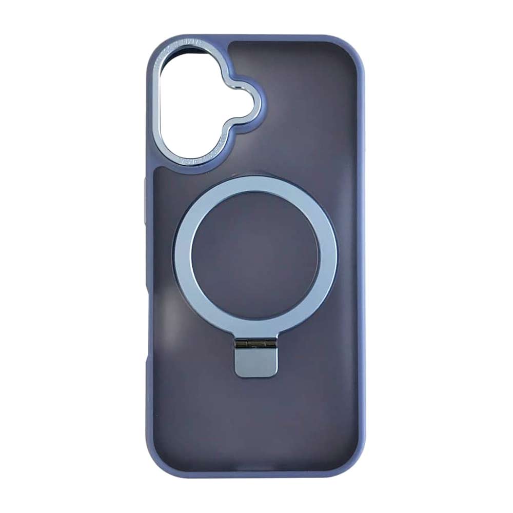 Case iBox para iPhone 17 metal matte, con magsafe para carga inalámbrica con soporte, mate traslúcido azul