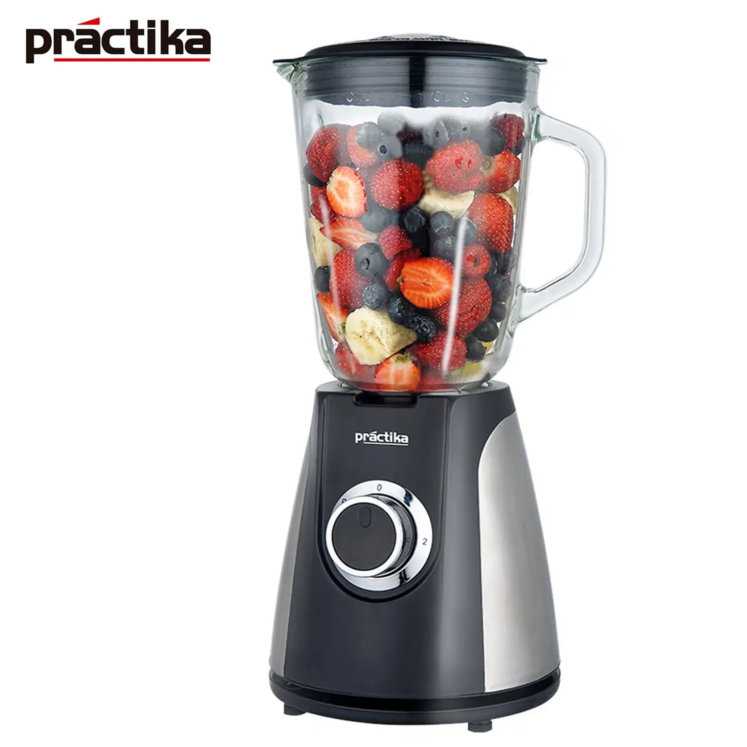 Imagen 2 del producto Licuadora Practika CD-700 motor de cobre 700W, jarra de vidrio 1.5L, 2 velocidades y cuchillas de acero inoxidable