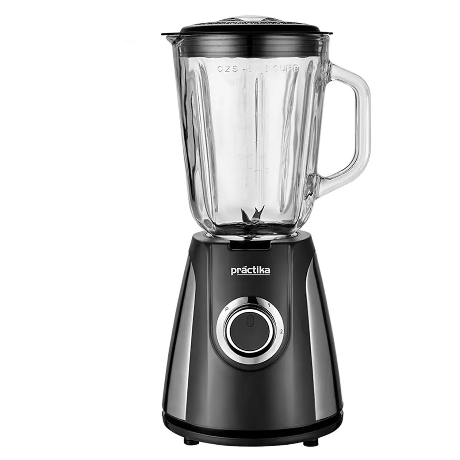 Licuadora Practika CD-700 motor de cobre 700W, jarra de vidrio 1.5L, 2 velocidades y cuchillas de acero inoxidable