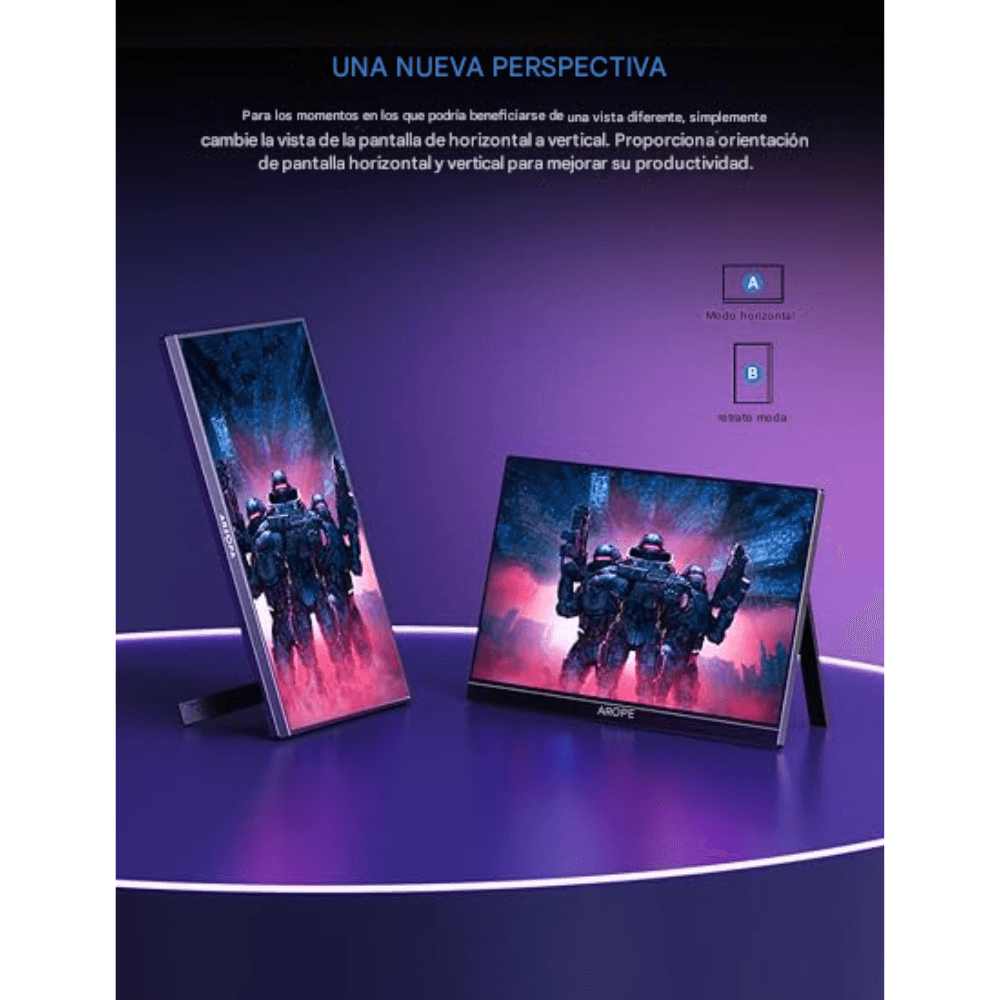 Imagen 2 del producto Monitor portátil Arzopa Gamer Z1FC 16"", IPS, FHD(1920x1080), 16:9, 144 Hz, 3 ms,