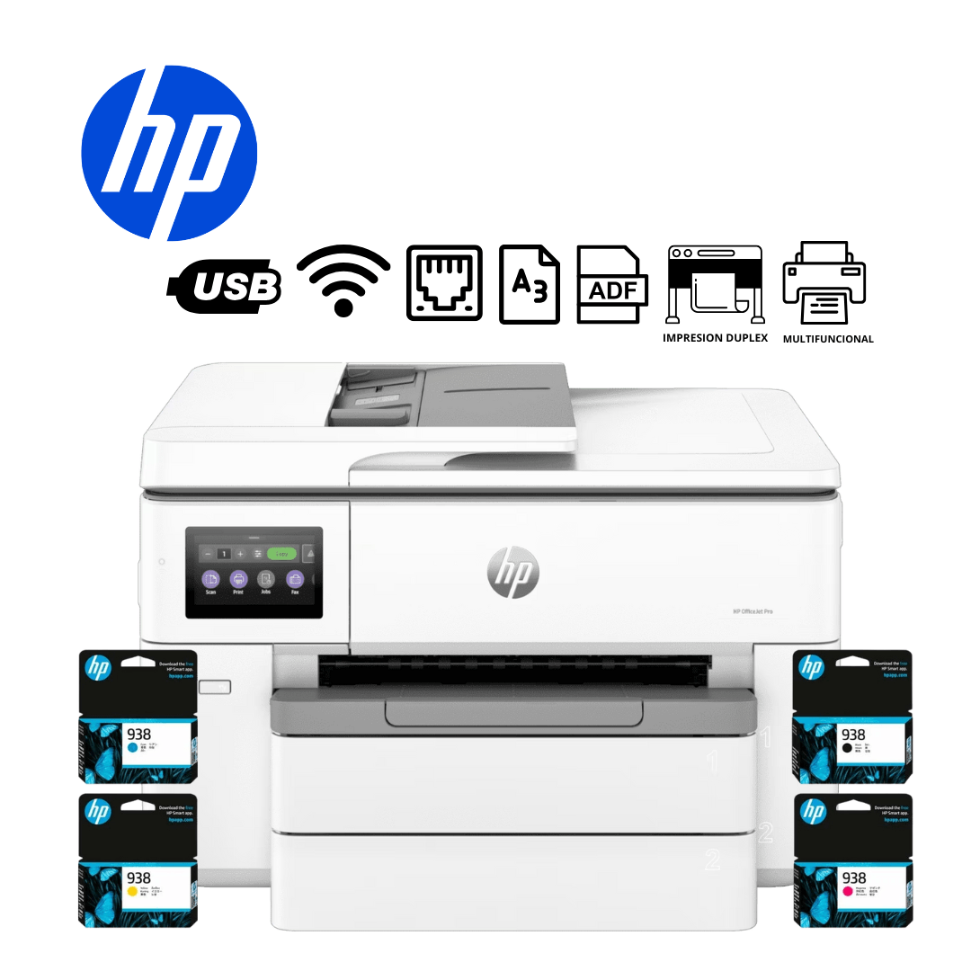 Imagen 2 del producto Impresora multifuncional HP Office Jet Pro 9730, inyección de tinta, inlámbrica, Wi-Fi, con cartuchos