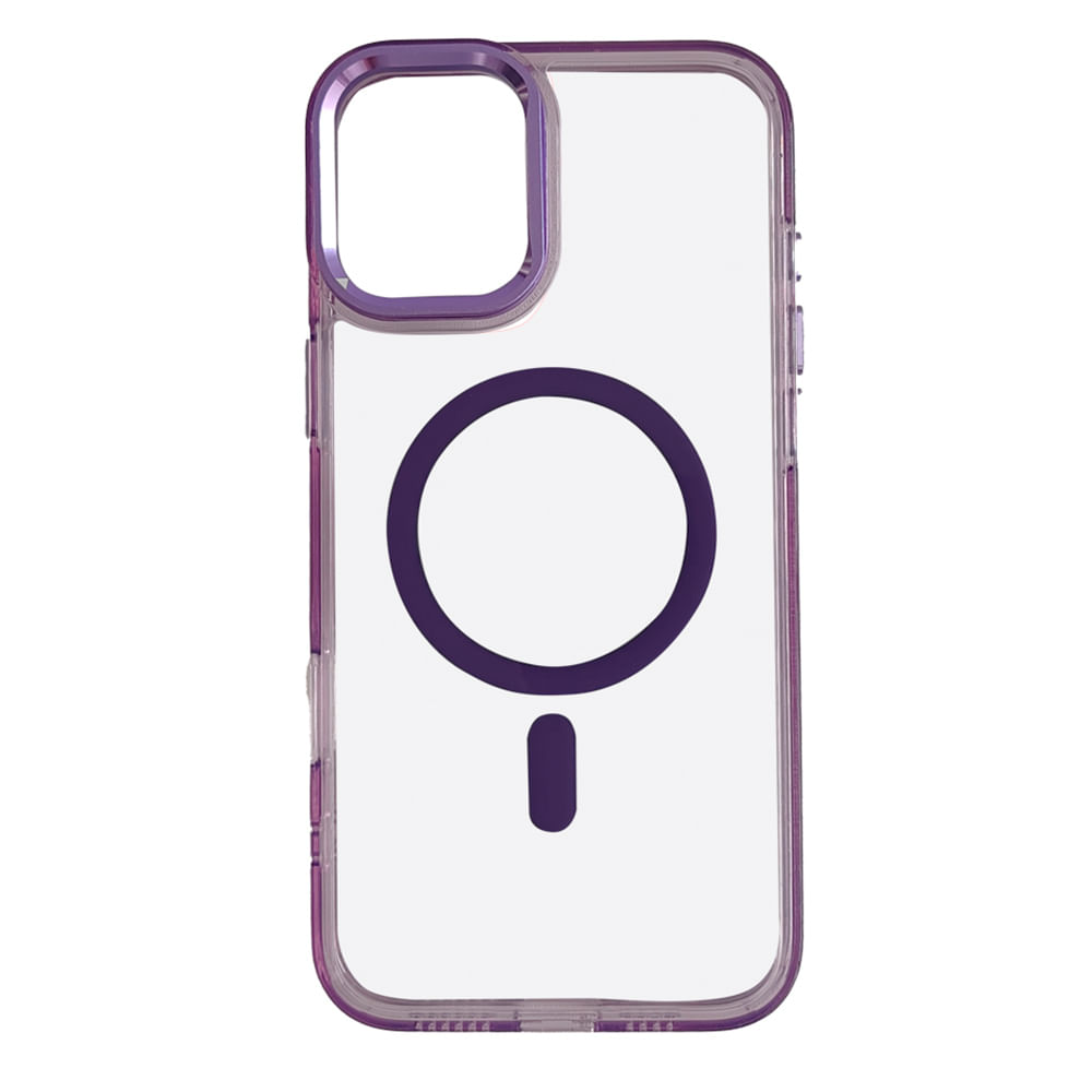 Case iBox para iphone 16 plus metal glow, con magsafe para carga inalámbrica, con soporte en cámara, morado
