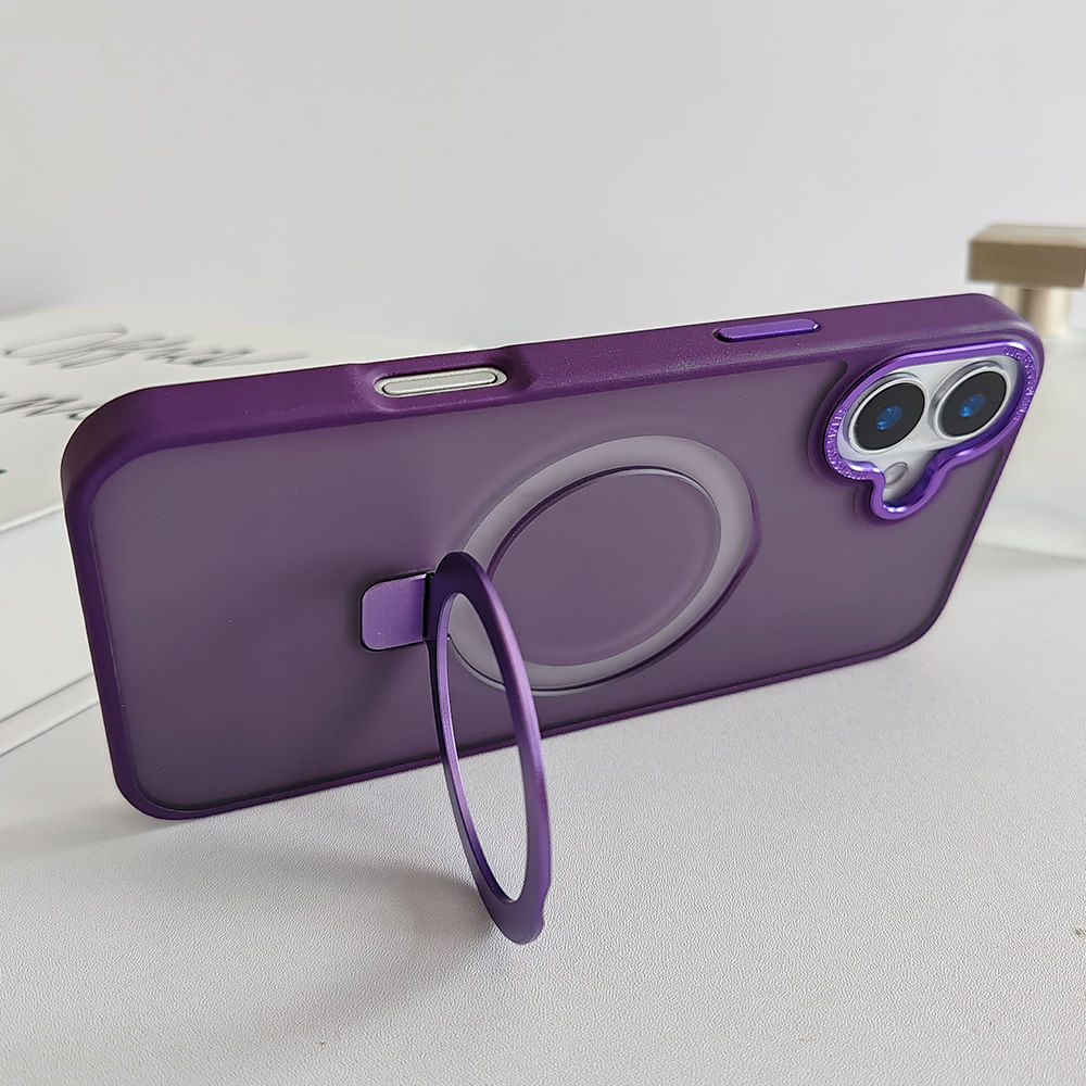Imagen 2 del producto Case iBox para iphone 16 plus metal matte, con magsafe para carga inalámbrica con soporte, mate traslúcido morado