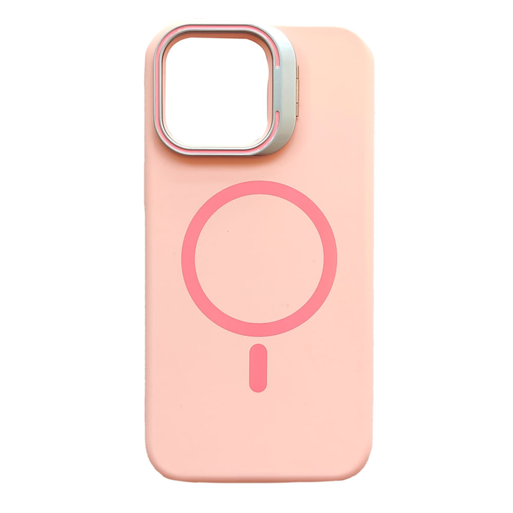 Case iBox para iphone 15 pro max soft line, con magsafe para carga inalámbrica, con soporte cámara, rosado