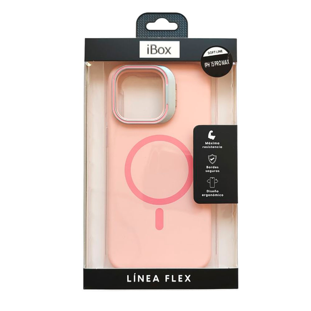 Imagen 2 del producto Case iBox para iphone 15 pro max soft line, con magsafe para carga inalámbrica, con soporte cámara, rosado